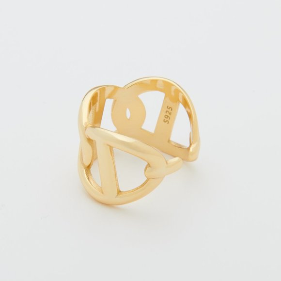 18K gold Vermeil Interlocking Gold Adjustable Ring - Picture 3 of 13